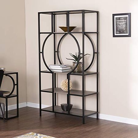 SEI Furniture Tyberton 5-Tier Bookcase, Natural/Black