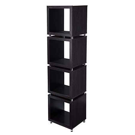 SEI Furniture Portgren 4-Tier Bookshelf, Dark Espresso/Chrome