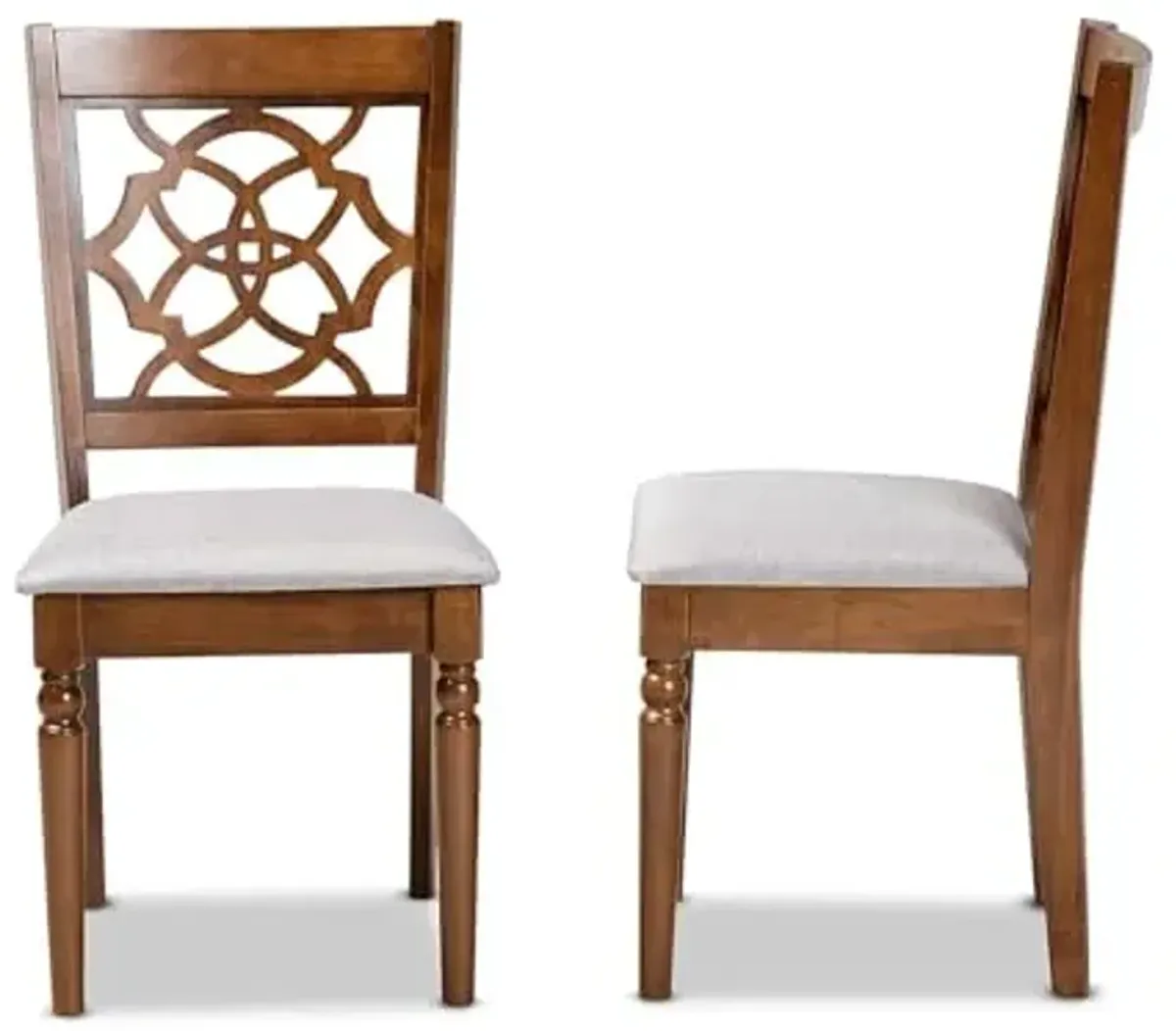Baxton Studio Grey Upholstered and Brown Finished Wood 2-Piece Dining Chair Set