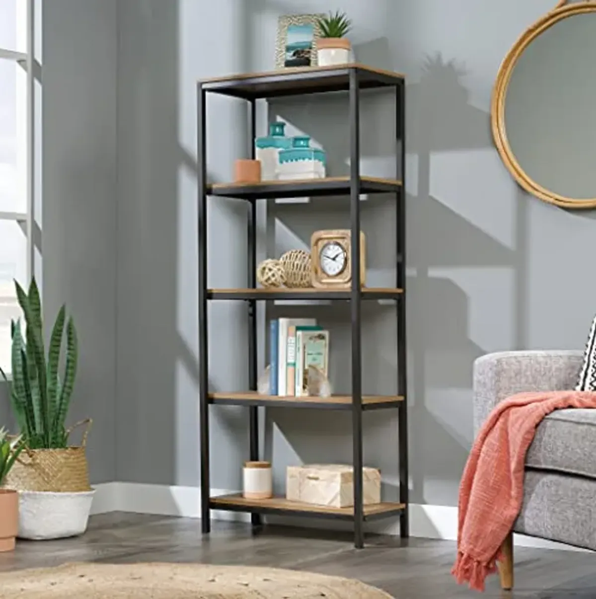 Sauder North Avenue Tall 4-Shelf Bookcase/ Book shelf, Sindoori Mango finish