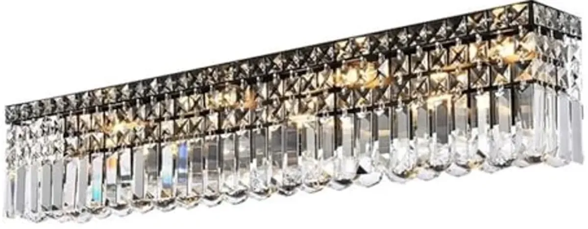 Elegant Lighting Maxime 36" Metal and Crystal Wall Sconce in Black