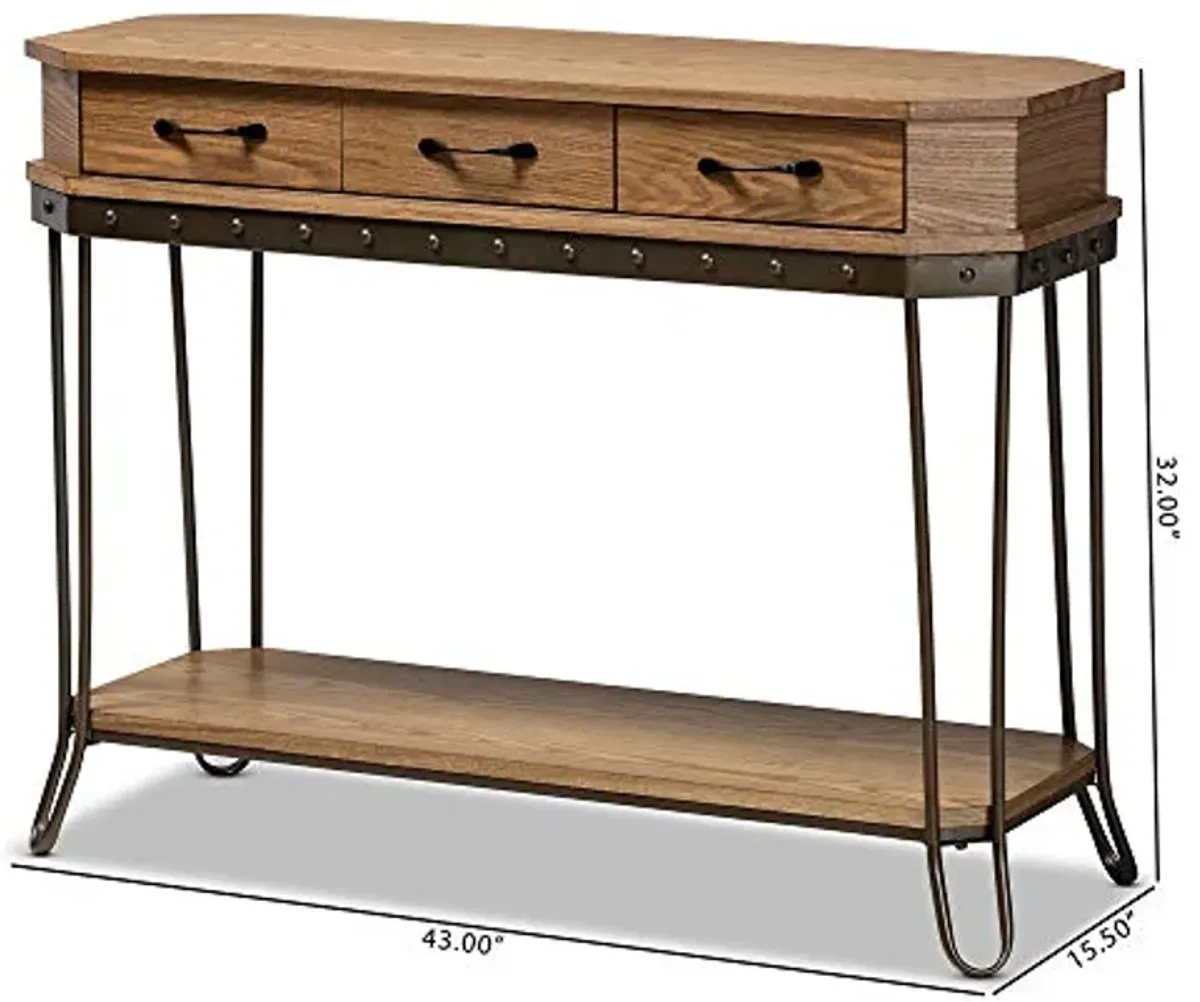 Baxton Studio Kellyn Console Tables, Oak Brown/Black