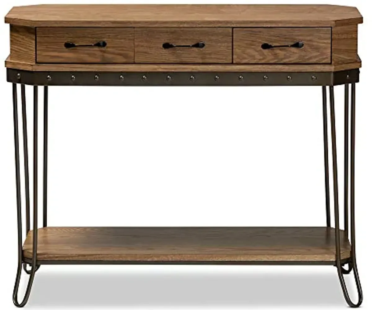 Baxton Studio Kellyn Console Tables, Oak Brown/Black