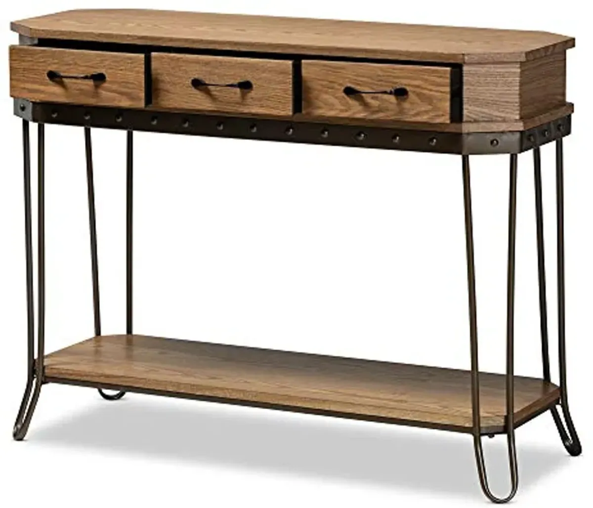 Baxton Studio Kellyn Console Tables, Oak Brown/Black