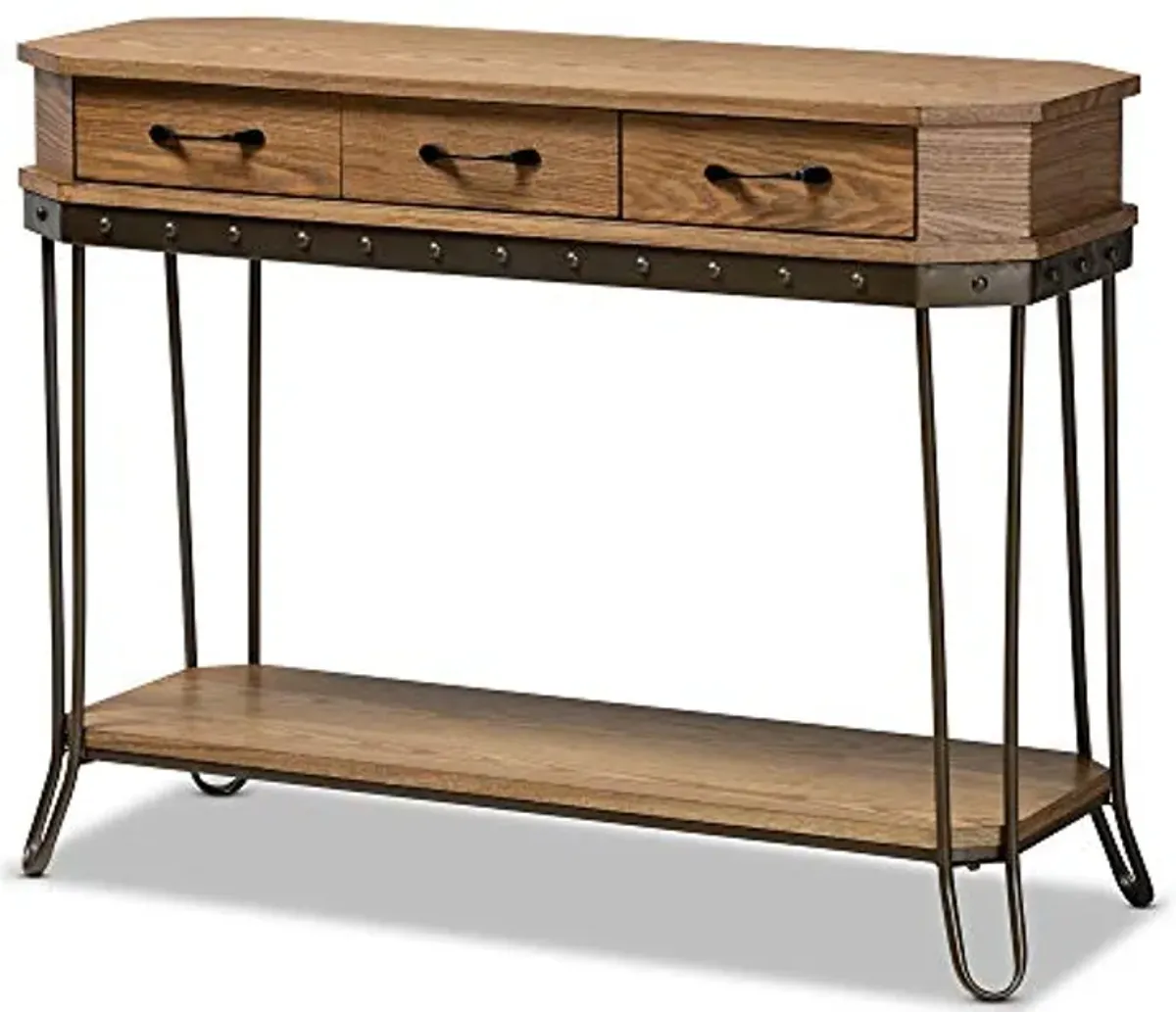 Baxton Studio Kellyn Console Tables, Oak Brown/Black