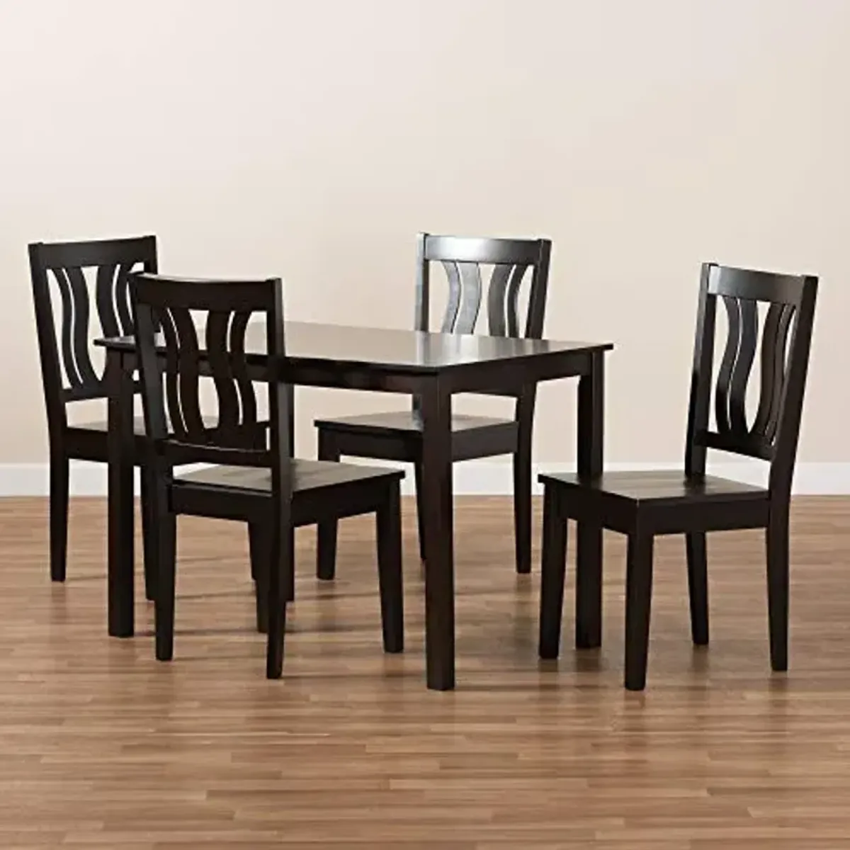 Baxton Studio Zamira Modern and Contemporary Transitional Dark Brown Finished Wood 5-Piece Dining Set