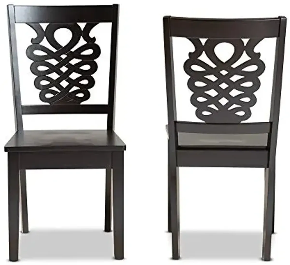Baxton Studio Gervais Dining Chair and Dining Chair Transitional Dark Brown Finished Wood 2-Piece Dining Chair Set
