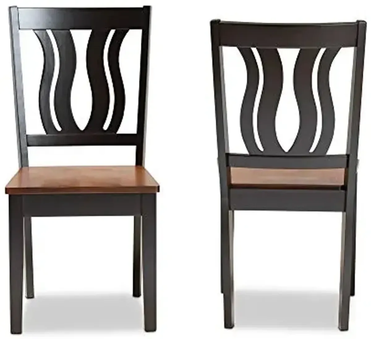 Baxton Studio Fenton Dining Chair and Dining Chair Transitional Two-Tone Dark Brown and Walnut Brown Finished Wood 2-Piece Dining Chair Set