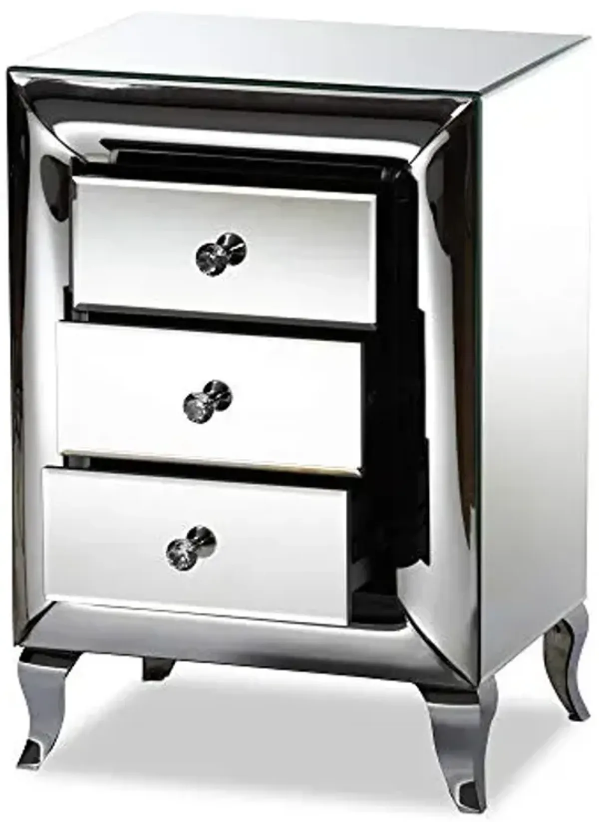 Baxton Studio Pauline Contemporary Glam and Luxe Mirrored 3-Drawer End Table