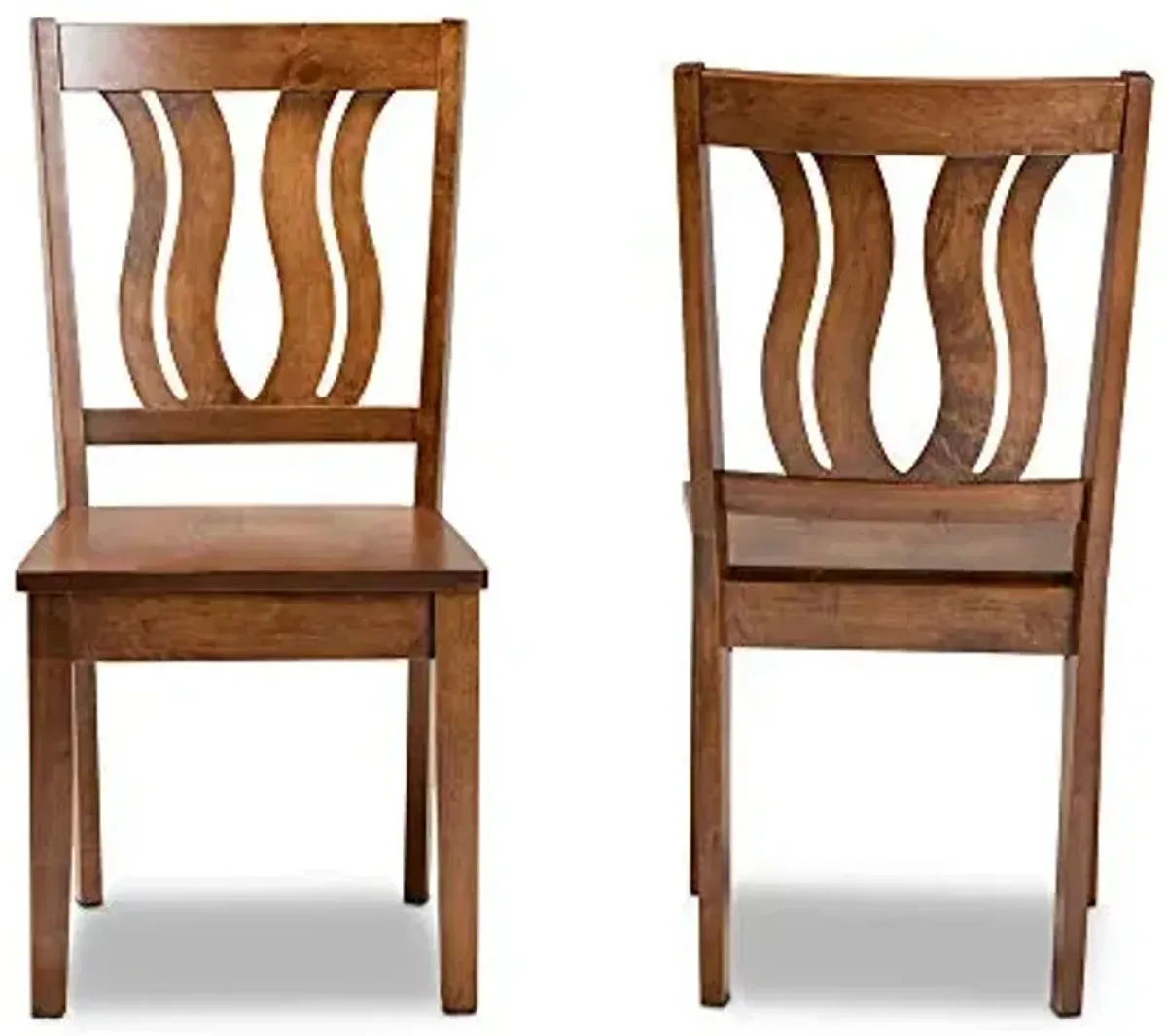 Baxton Studio Fenton Dining Chair and Dining Chair Transitional Walnut Brown Finished Wood 2-Piece Dining Chair Set