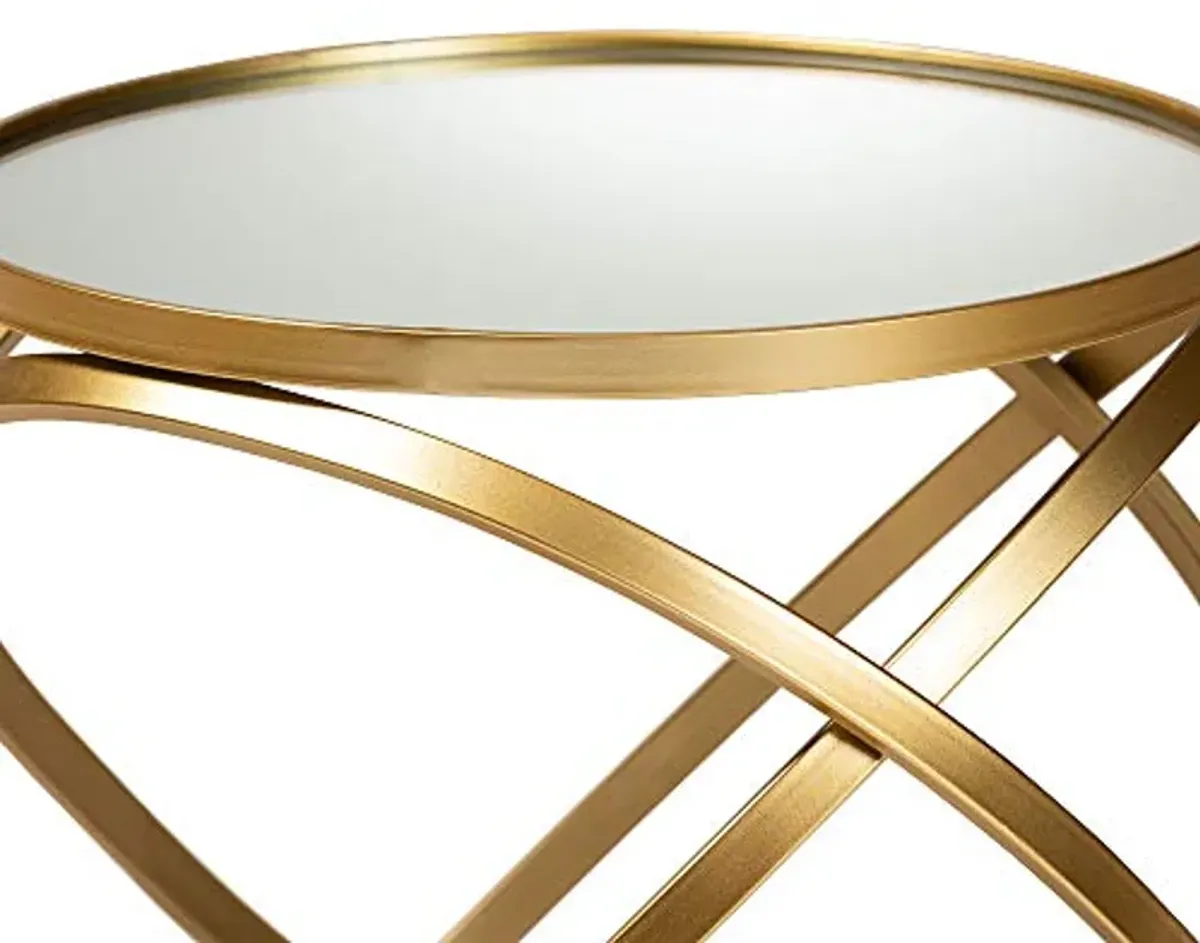 Baxton Studio Desma Glam and Luxe Gold Finished Metal and Mirrored Glass End Table