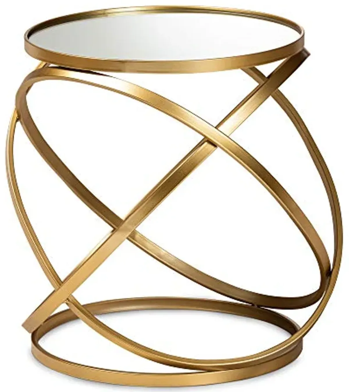 Baxton Studio Desma Glam and Luxe Gold Finished Metal and Mirrored Glass End Table