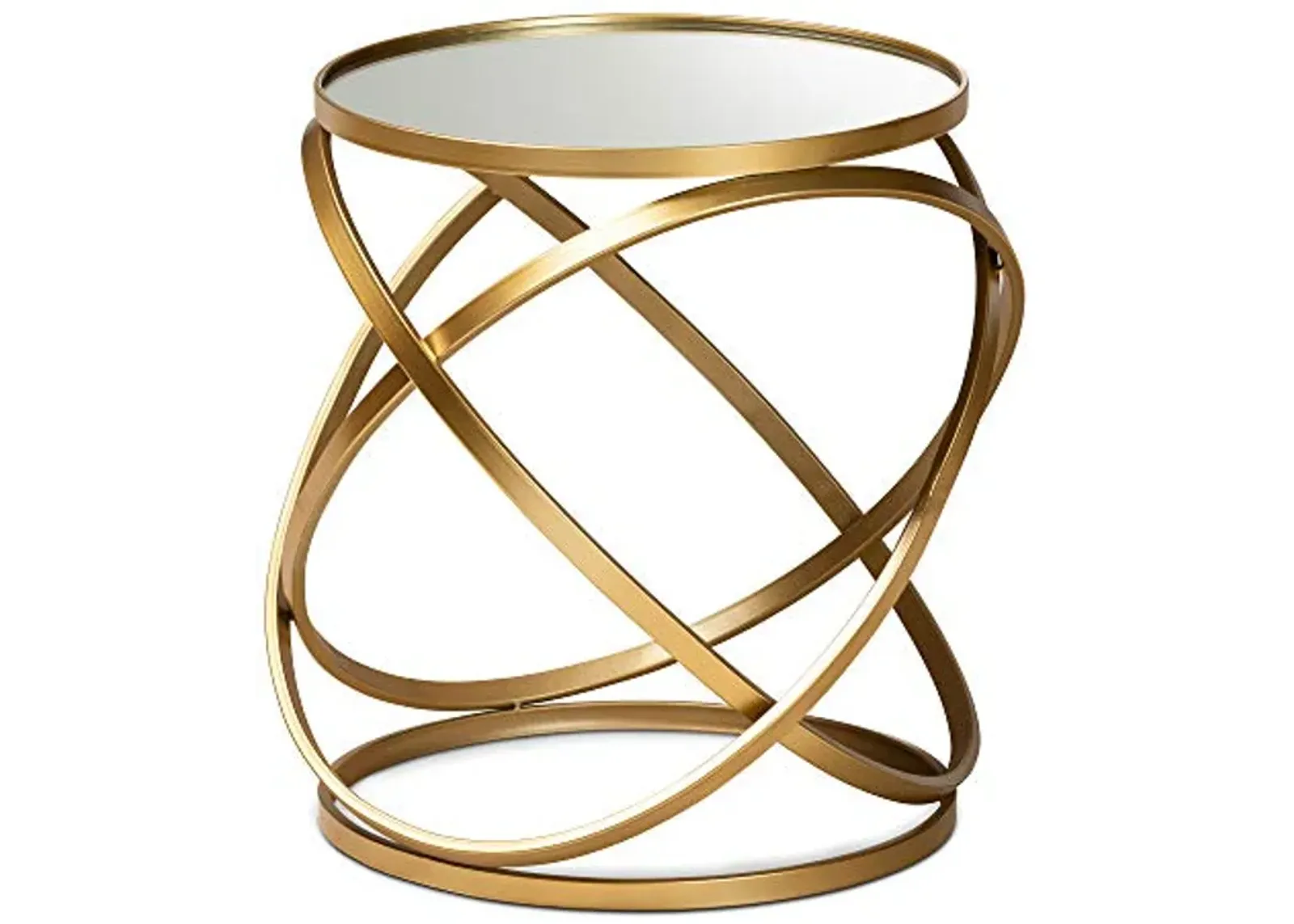 Baxton Studio Desma Glam and Luxe Gold Finished Metal and Mirrored Glass End Table