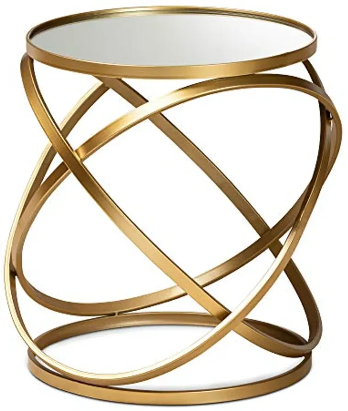 Baxton Studio Desma Glam and Luxe Gold Finished Metal and Mirrored Glass End Table