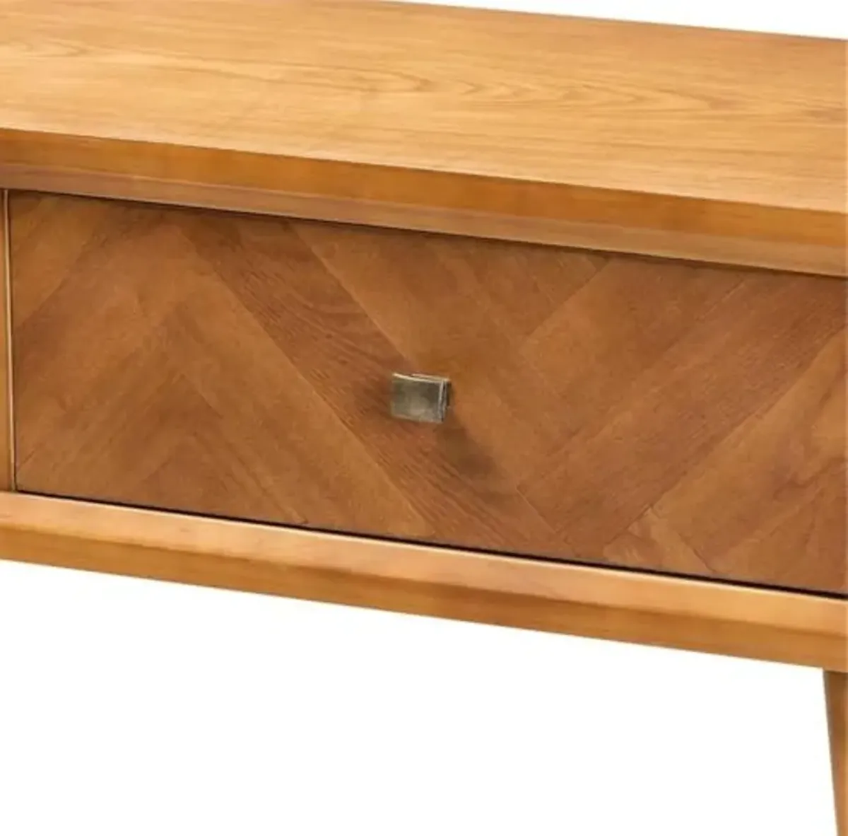 Baxton Studio Mae Mid-Century Modern Natural Brown Finished Wood 2-Drawer Console Table