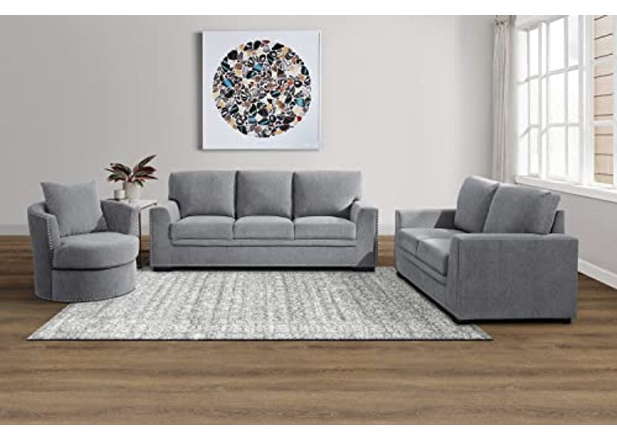 Lexicon Living Room Furniture Set, Modern Couches for Living Room, Chenille Upholstered Couch Set, Including Sofa, Loveseat and Lounge Chair with Solid Wood Frame, 3-Piece Set, Gray​