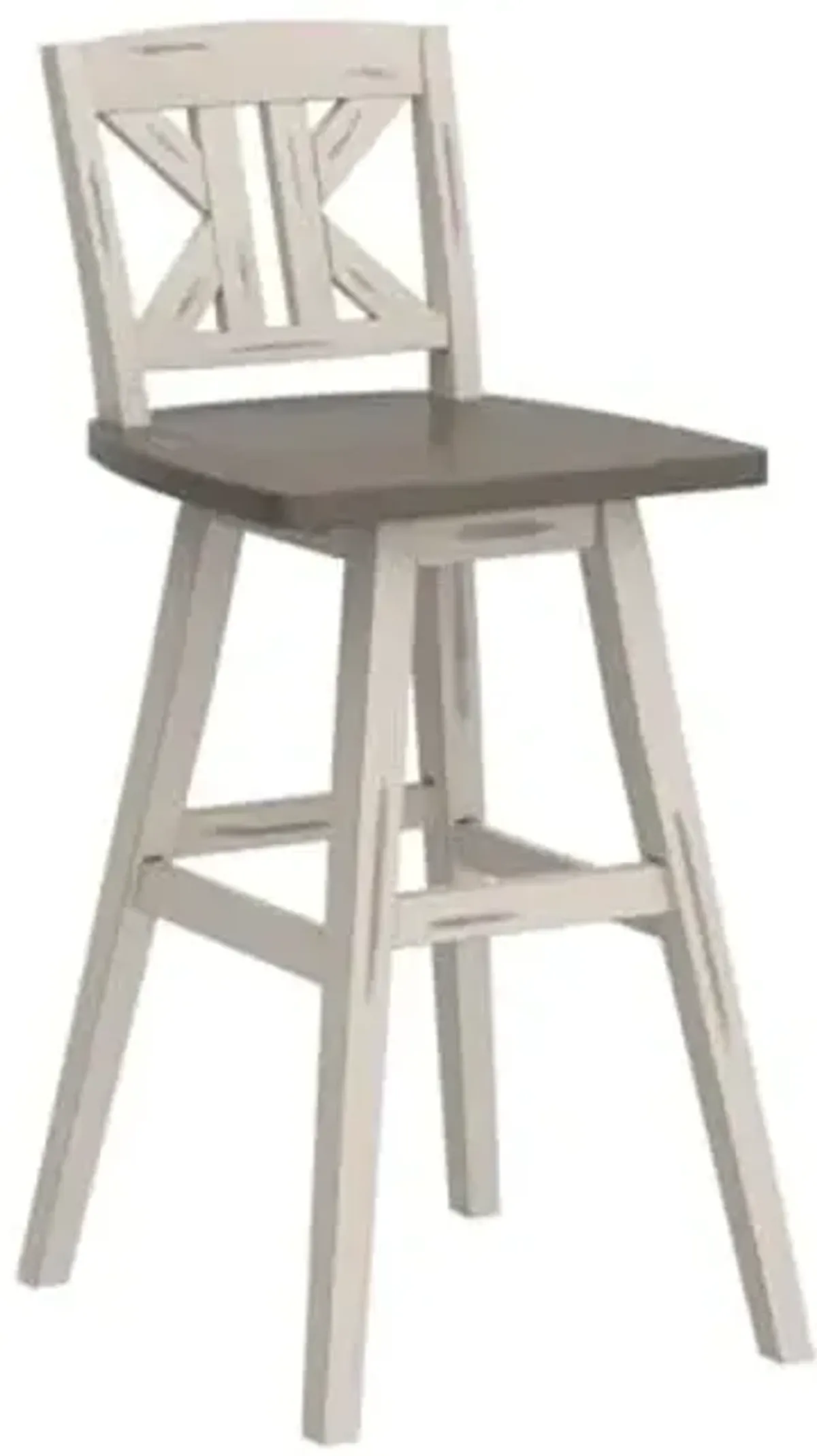 Swivel Pub Bar Height Stools Set of 2, Modern Solid Wood Kitchen Bar Height Stools with Backs, High Back, Swivel Seat, Footrest for Kitchen Island, Easy Assembly, Divided X-Back, 29"SH, White