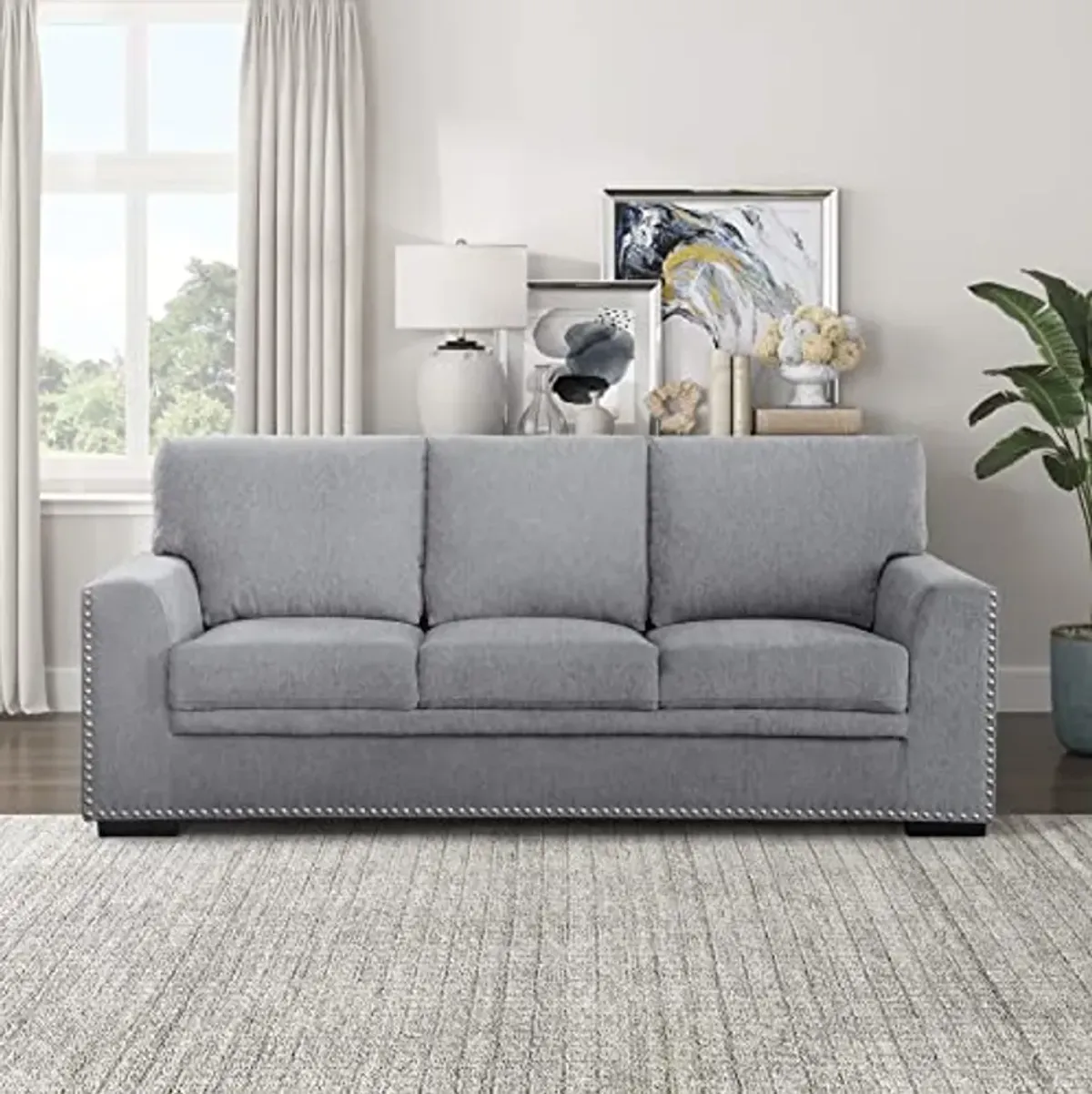 Lexicon Living Room Furniture Set, Modern Couches for Living Room, Chenille Upholstered Couch Set, Including Sofa, Loveseat with Solid Wood Frame, 2-Piece Set, Gray​