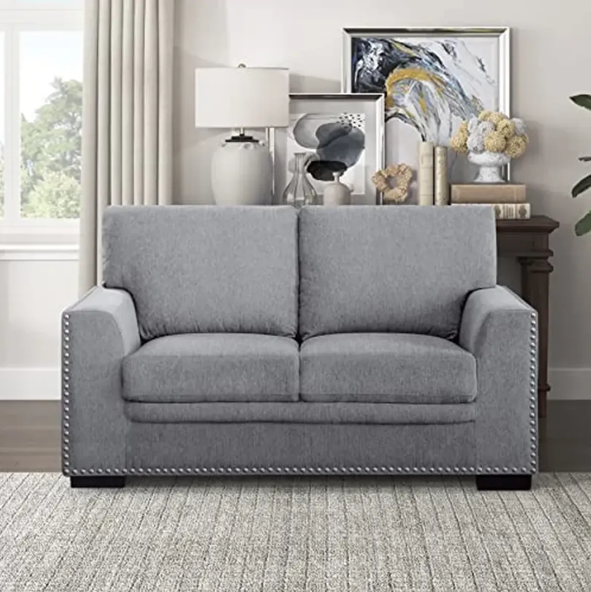 Lexicon Living Room Furniture Set, Modern Couches for Living Room, Chenille Upholstered Couch Set, Including Sofa, Loveseat with Solid Wood Frame, 2-Piece Set, Gray​