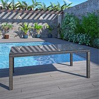 Amazonia Valdez 1-Piece Patio Rectangular Dining Table | Wicker | Ideal for Outdoors and Indoors