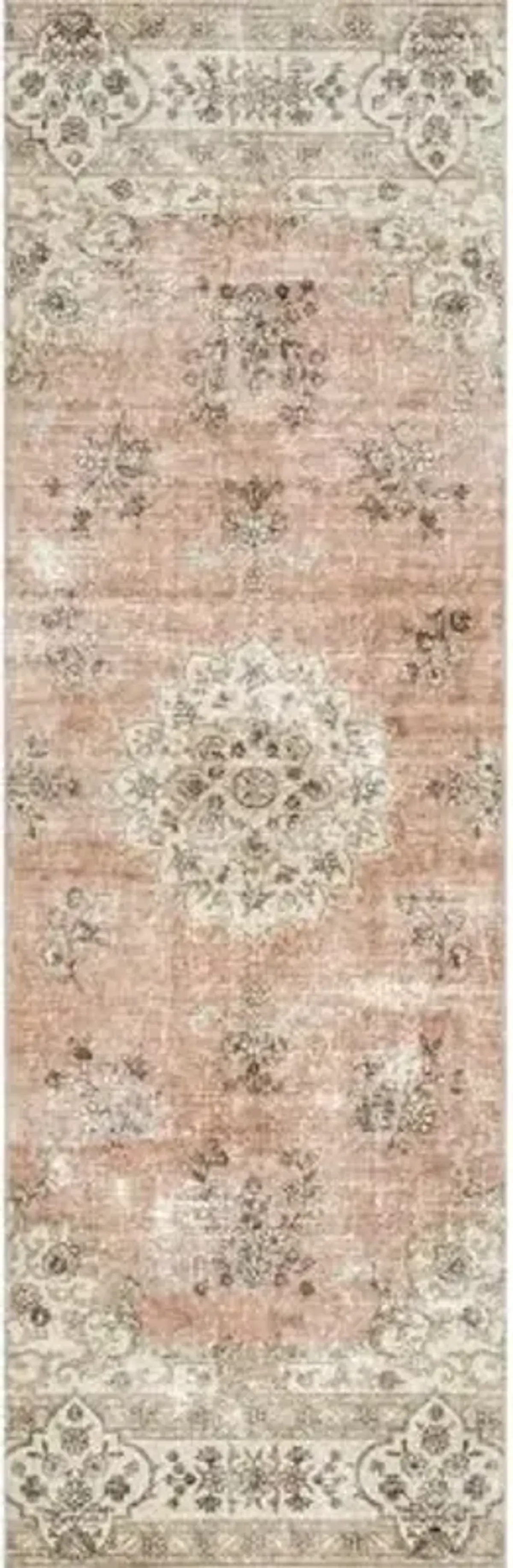 nuLOOM 2' x 8' SpinClean Machine Washable Stain-Resistant Area Rug with Non Slip Backing, Low Profile for Living Room, Bedroom, and Dining Room, Ren Peach