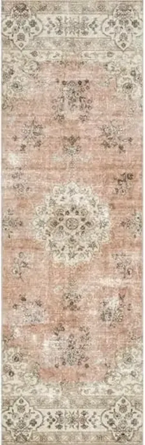 nuLOOM 2' x 8' SpinClean Machine Washable Stain-Resistant Area Rug with Non Slip Backing, Low Profile for Living Room, Bedroom, and Dining Room, Ren Peach