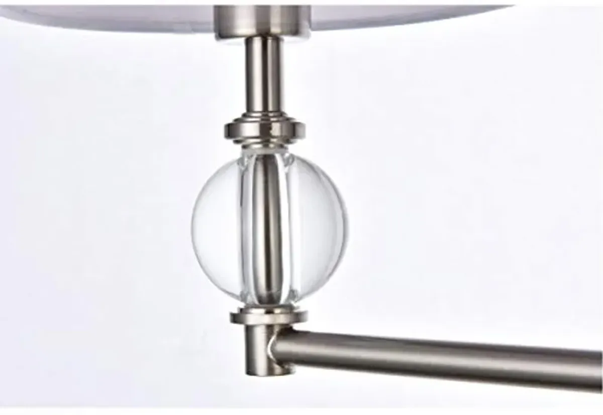 Living District Bethany 3 Lights Bath Sconce in Satin Nickel with White Fabric Shade