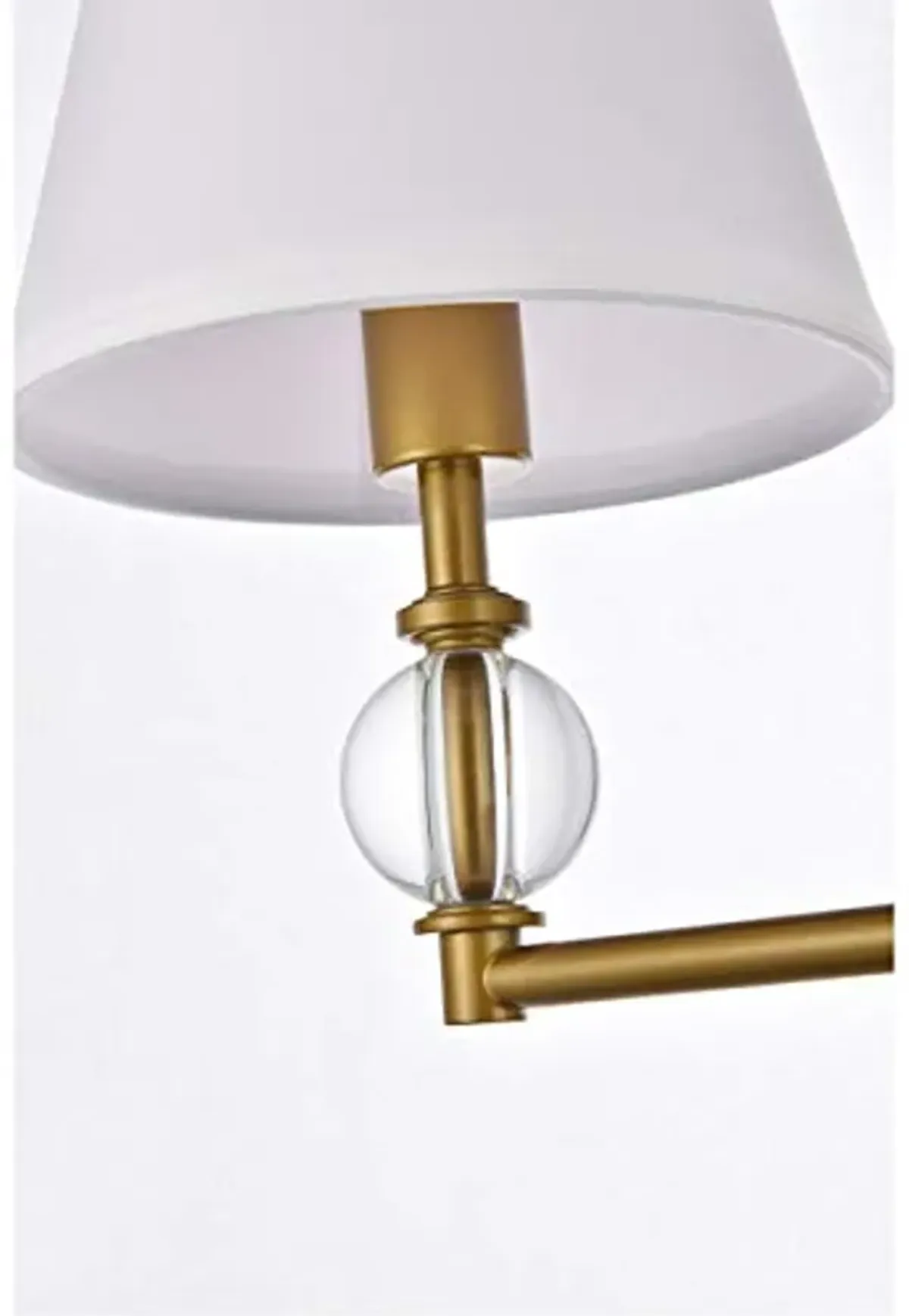 Living District Bethany 3 Lights Bath Sconce in Brass with White Fabric Shade