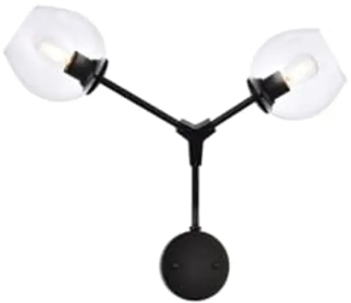 Elegant Lighting Cavoli 2 Lights Black Wall Sconce