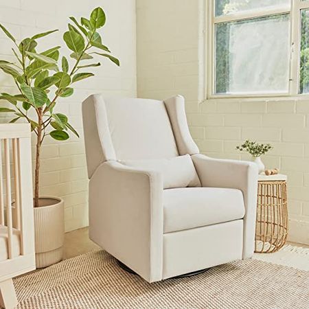 Babyletto Kiwi Electronic Power Recliner and Swivel Glider with USB Port in Performance Cream Eco-Weave, Water Repellent & Stain Resistant, Greenguard Gold and CertiPUR-US Certified