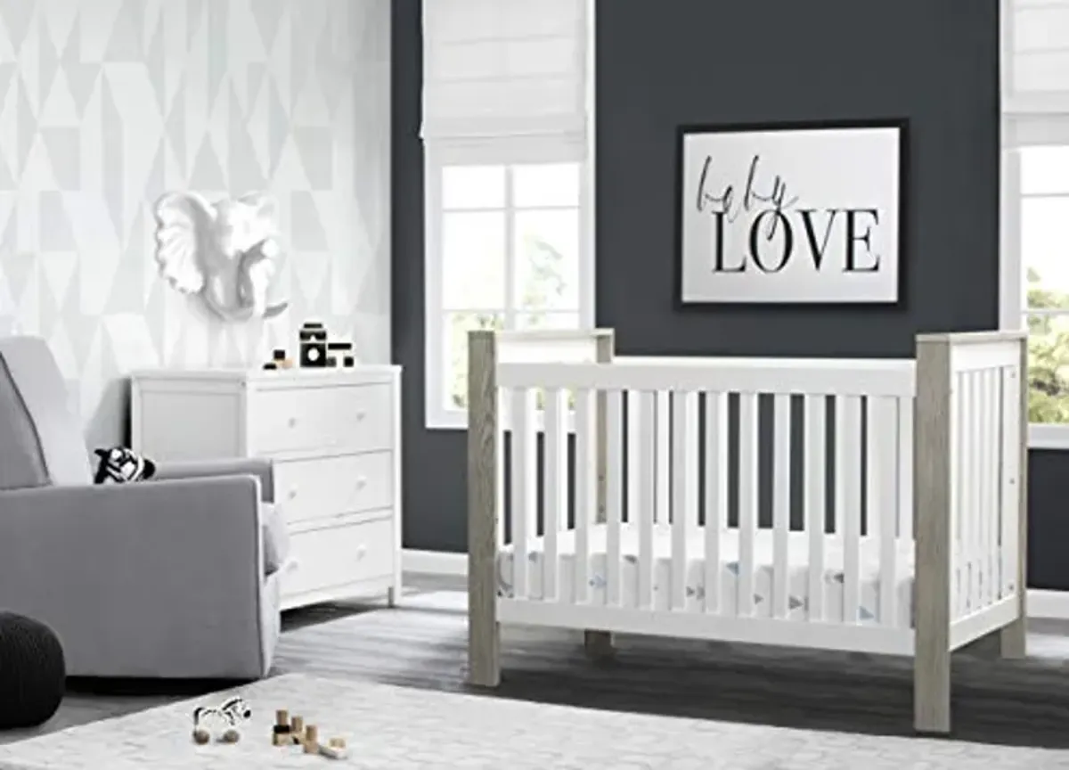 Delta Children Miles 4-in-1 Convertible Crib, Bianca White/Textured Limestone