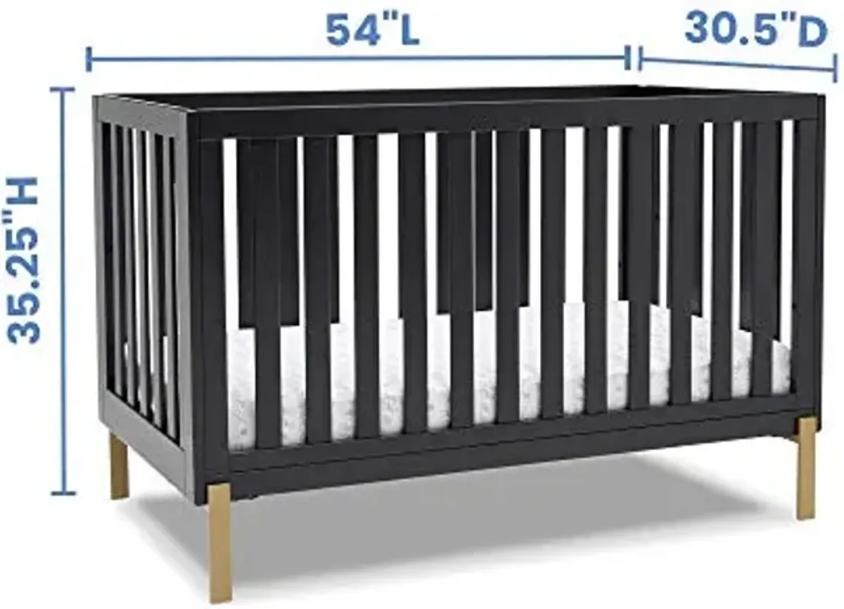 Delta Children Hendrix 4-in-1 Convertible Crib, Midnight Grey/Bronze