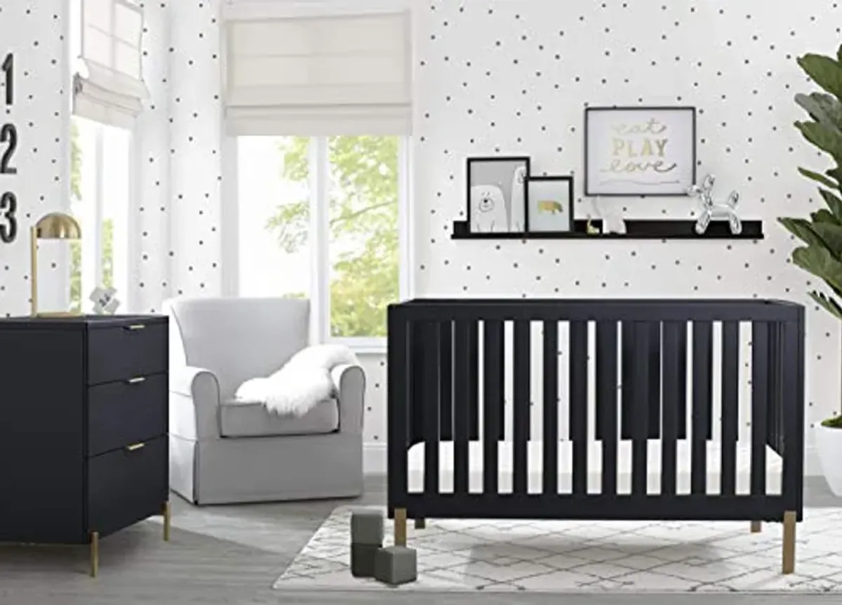 Delta Children Hendrix 4-in-1 Convertible Crib, Midnight Grey/Bronze