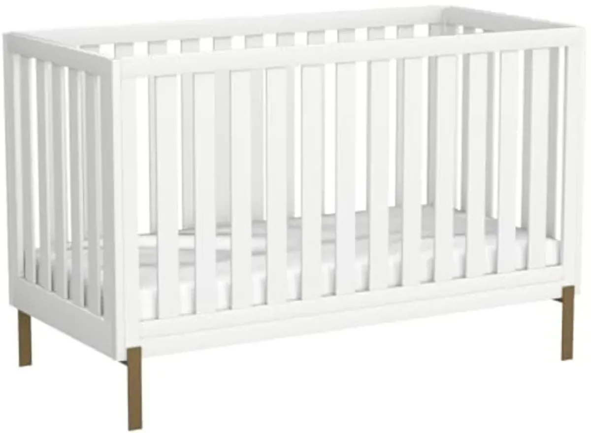 Delta Children Hendrix 4-in-1 Convertible Crib, Bianca White/Bronze