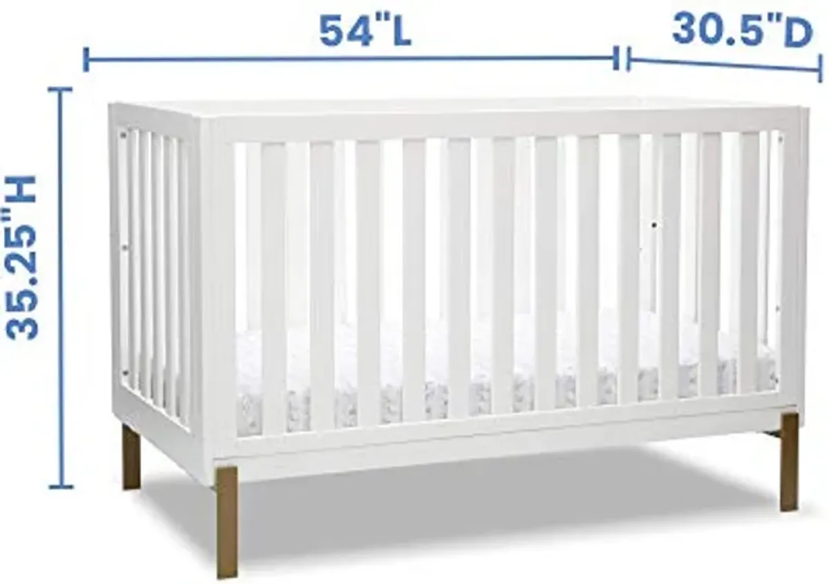 Delta Children Hendrix 4-in-1 Convertible Crib, Bianca White/Bronze