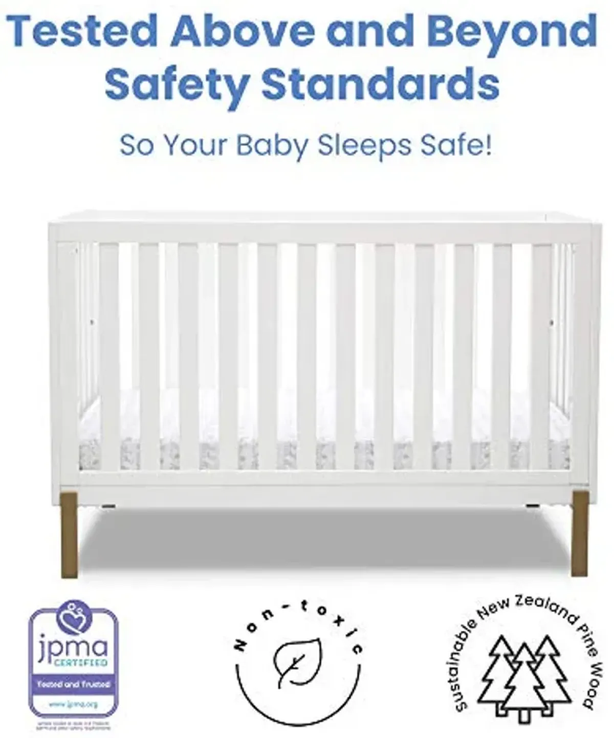 Delta Children Hendrix 4-in-1 Convertible Crib, Bianca White/Bronze