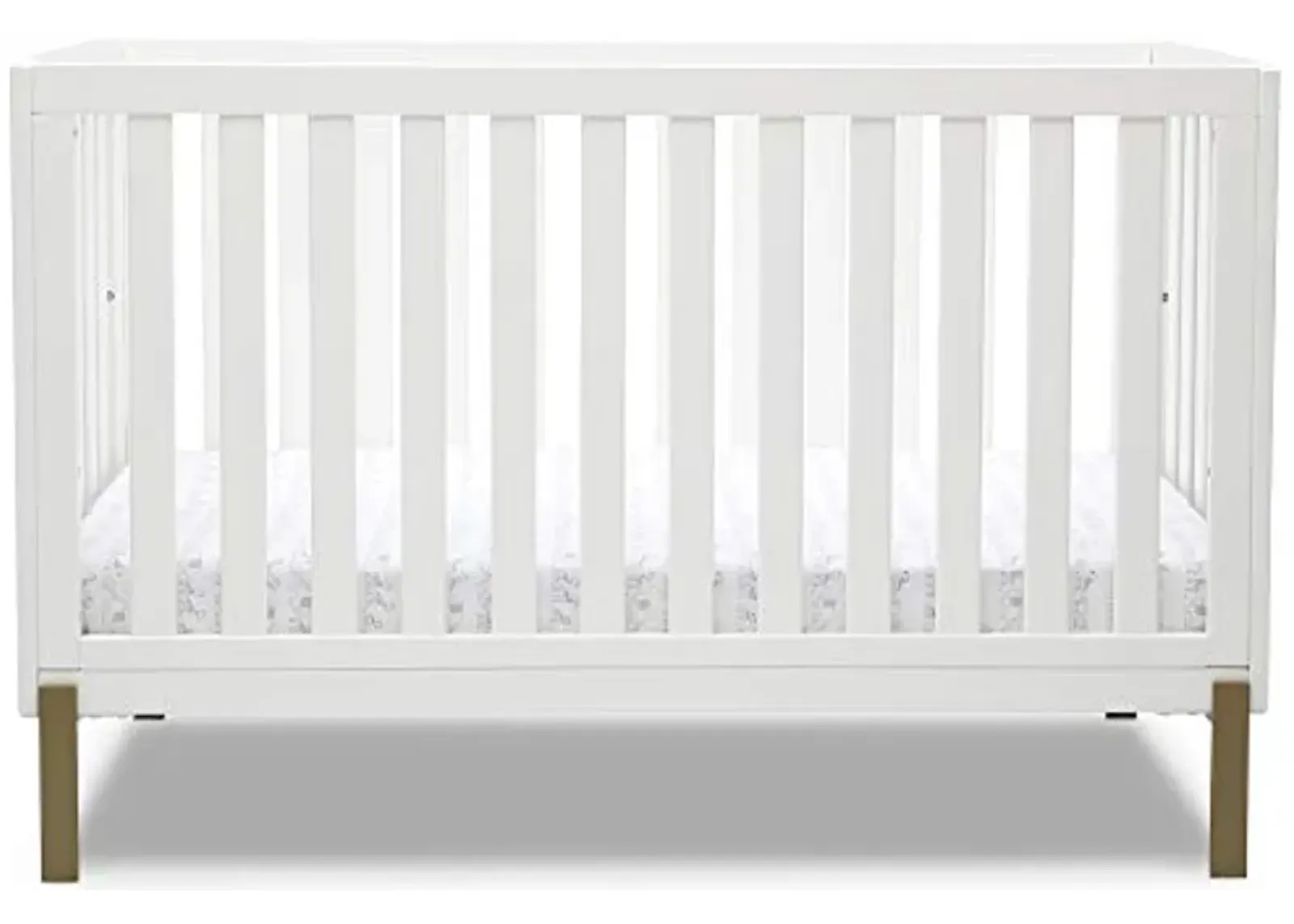 Delta Children Hendrix 4-in-1 Convertible Crib, Bianca White/Bronze