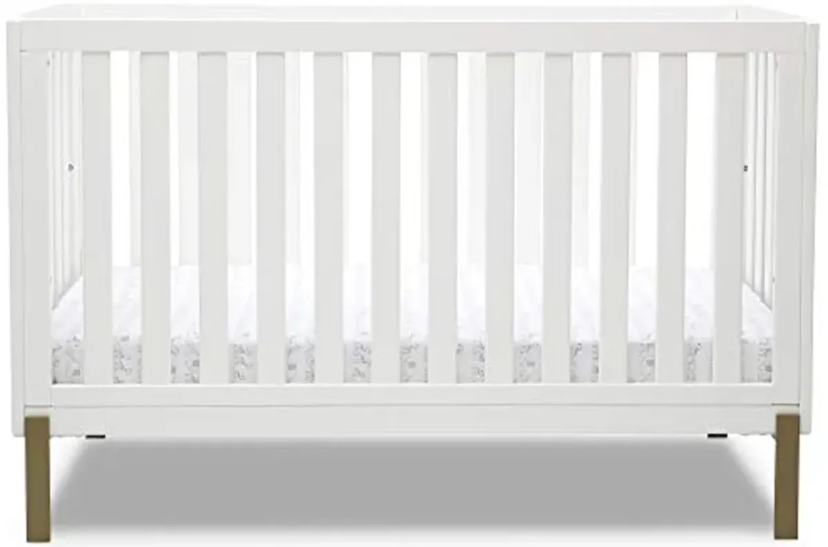 Delta Children Hendrix 4-in-1 Convertible Crib, Bianca White/Bronze