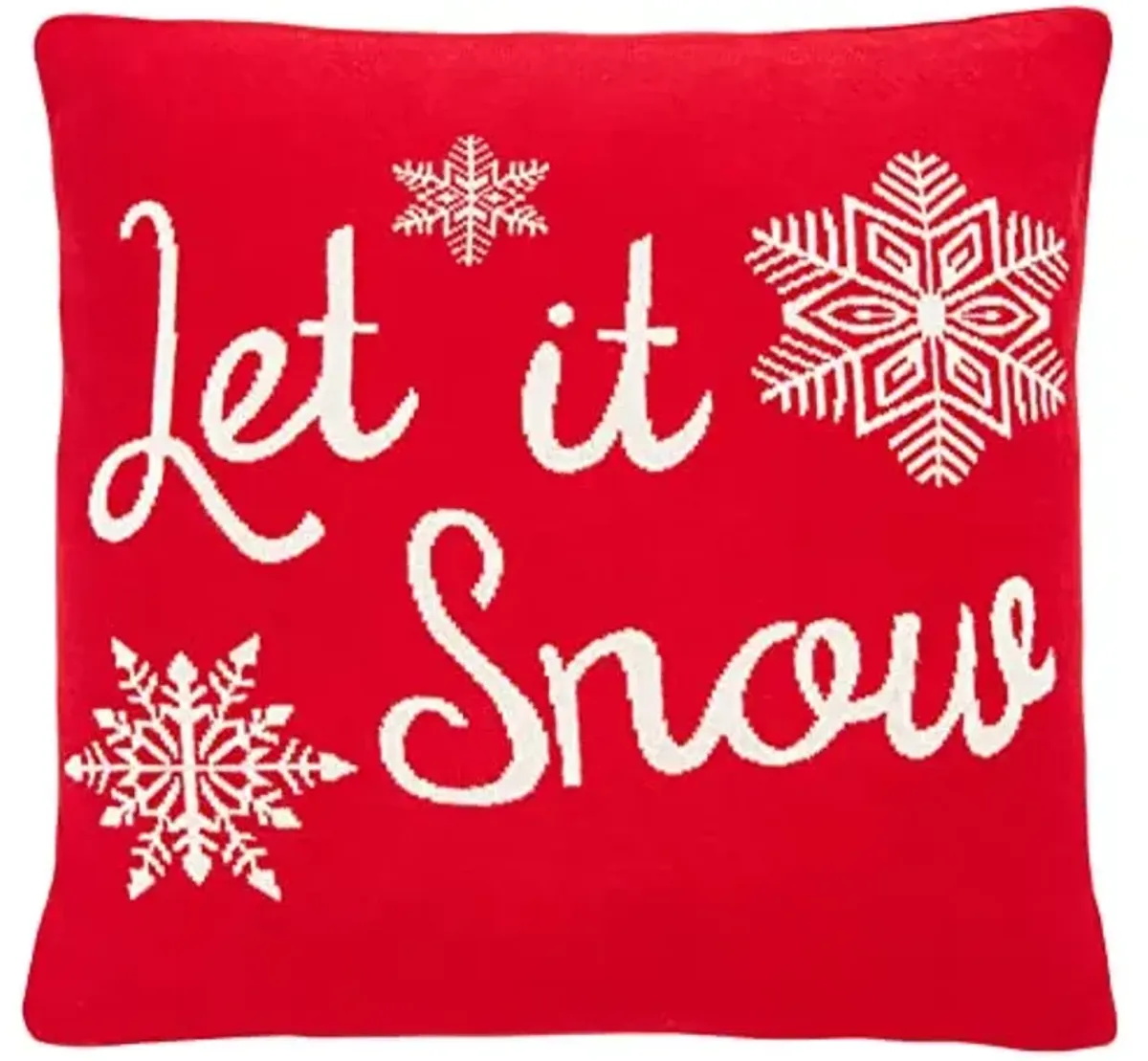 SAFAVIEH Home Collection Holiday Let it Snow Red Cotton 20-inch Square Decorative Accent Insert Throw Pillow