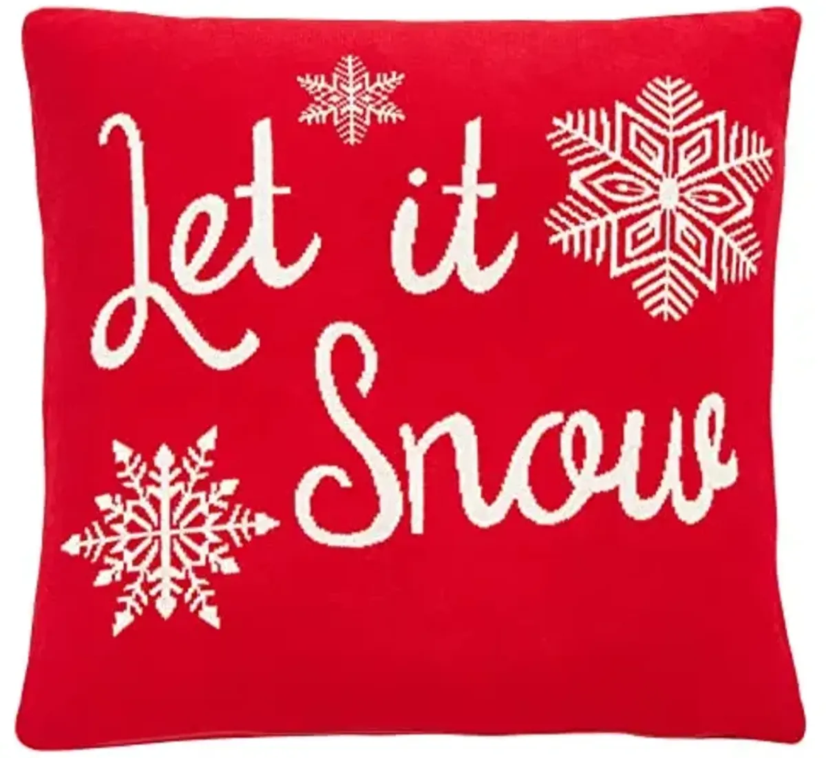 SAFAVIEH Home Collection Holiday Let it Snow Red Cotton 20-inch Square Decorative Accent Insert Throw Pillow