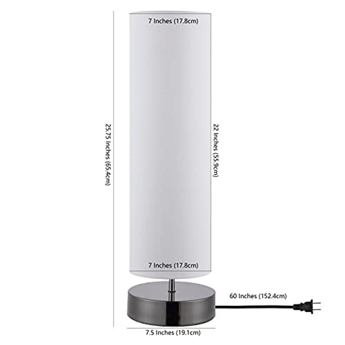 SAFAVIEH Lighting Collection Wick Modern White Cylinder 26-inch Bedroom Living Room Home Office Desk Nightstand Table Lamp (LED Bulb Included)