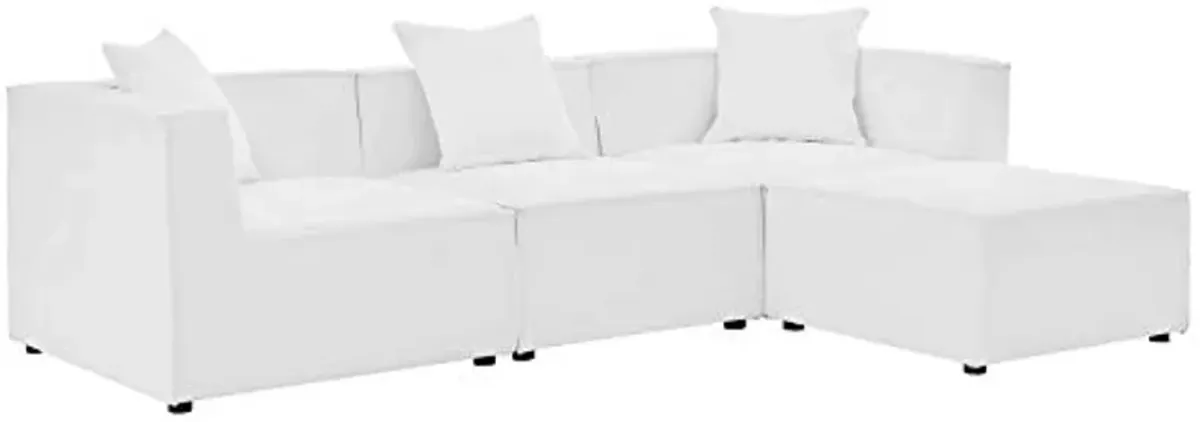 Modway EEI-4380-WHI Saybrook Patio Upholstered 4-Piece Sectional Sofa in White