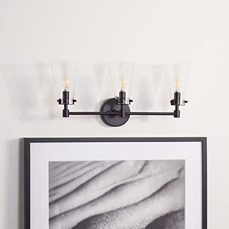 Safavieh Lighting Collection Lonsen Matte Black 3-Light Vanity Sconce (LED Bulb Included)