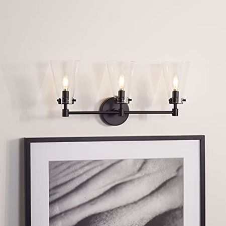 Safavieh Lighting Collection Lonsen Matte Black 3-Light Vanity Sconce (LED Bulb Included)