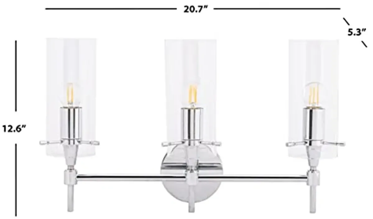 SAFAVIEH Collection Lonsen 3-Light Vanity Sconce (LED Bulb Included) SCN5000A, Chrome/Black