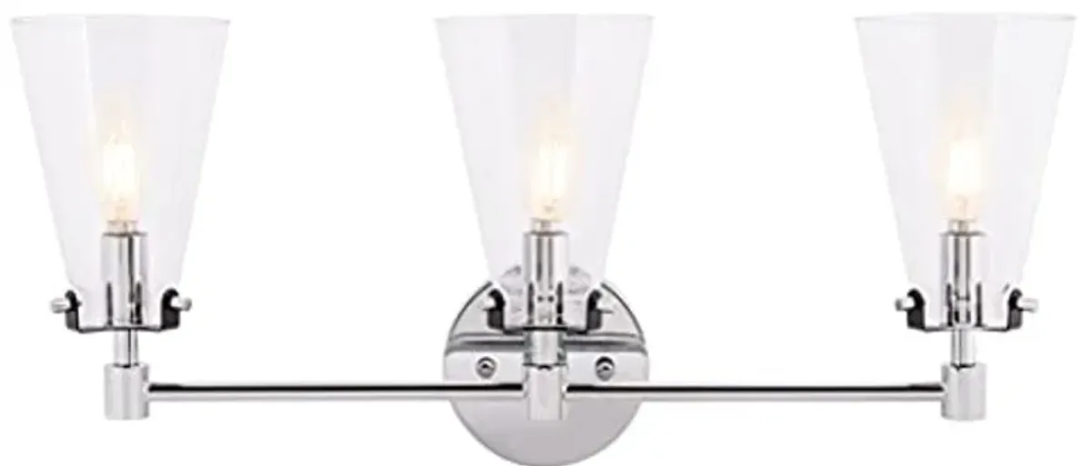 SAFAVIEH Collection Lonsen 3-Light Vanity Sconce (LED Bulb Included) SCN5000A, Chrome/Black