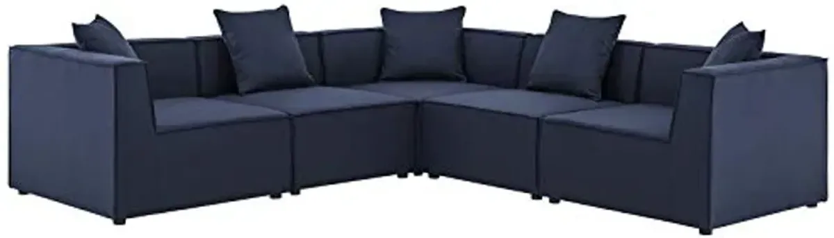 Modway EEI-4384-NAV Saybrook Patio Upholstered Sectional Sofa in Navy, 5-Piece Set