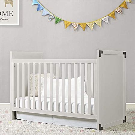 Baby Relax Mile 2-in-1 Convertible Crib for Nursery, Soft Gray