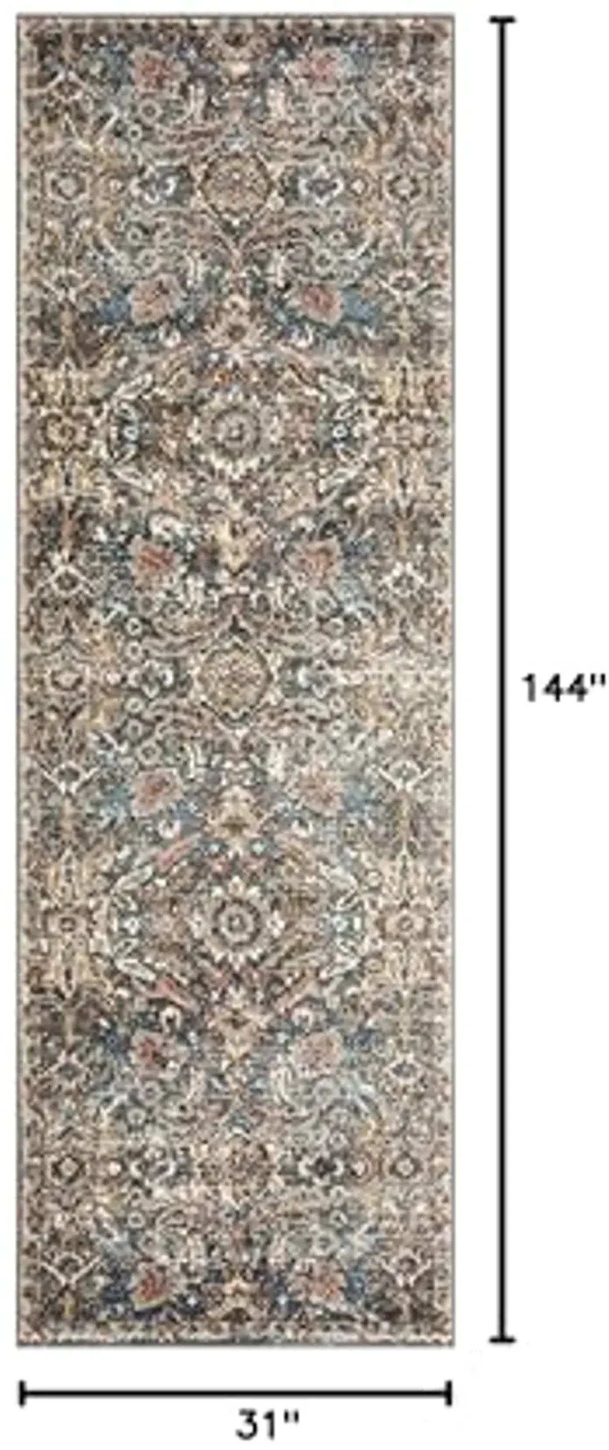 Loloi II Saban Collection, SAB-04, Blue/Sand, 2'-7" x 12'-0", Runner Rug, Soft, Durable, Moroccan, Persian, Vintage, Non-Shedding, Easy Clean, Living Room Rug