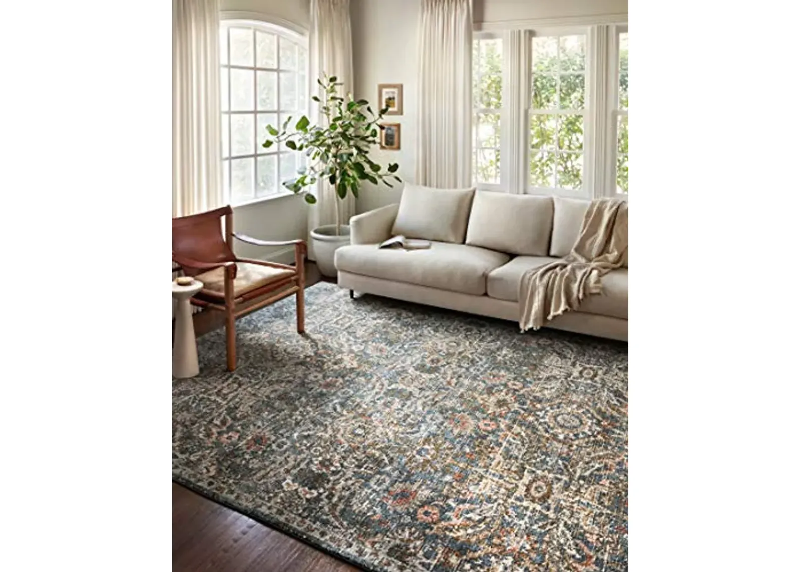 Loloi II Saban Collection, SAB-04, Blue/Sand, 2'-7" x 12'-0", Runner Rug, Soft, Durable, Moroccan, Persian, Vintage, Non-Shedding, Easy Clean, Living Room Rug